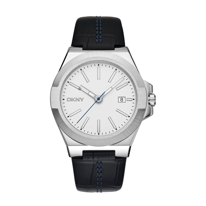 DKNY EVERYDAY Men's Silver Dial Leather Strap Watch