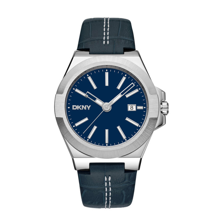 DKNY EVERYDAY Men's Dark Blue Dial Leather Strap Watch