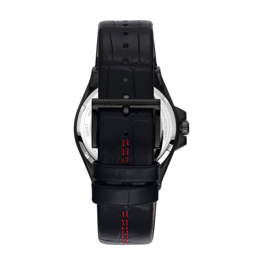 DKNY EVERYDAY Men's Black Dial Leather Strap Watch