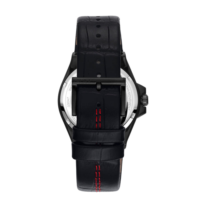 DKNY EVERYDAY Men's Black Dial Leather Strap Watch