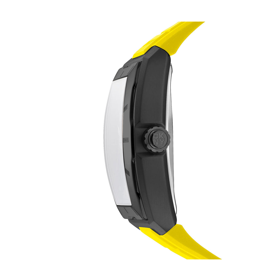 DKNY Automatic Active Men's Yellow Dial Silicone Strap Watch