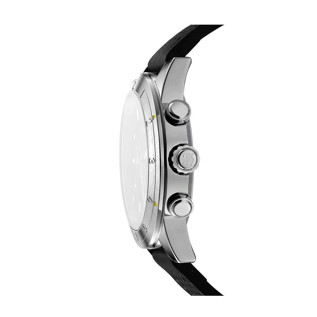 DKNY ACTIVE Men's Black Dial Leather Strap Watch