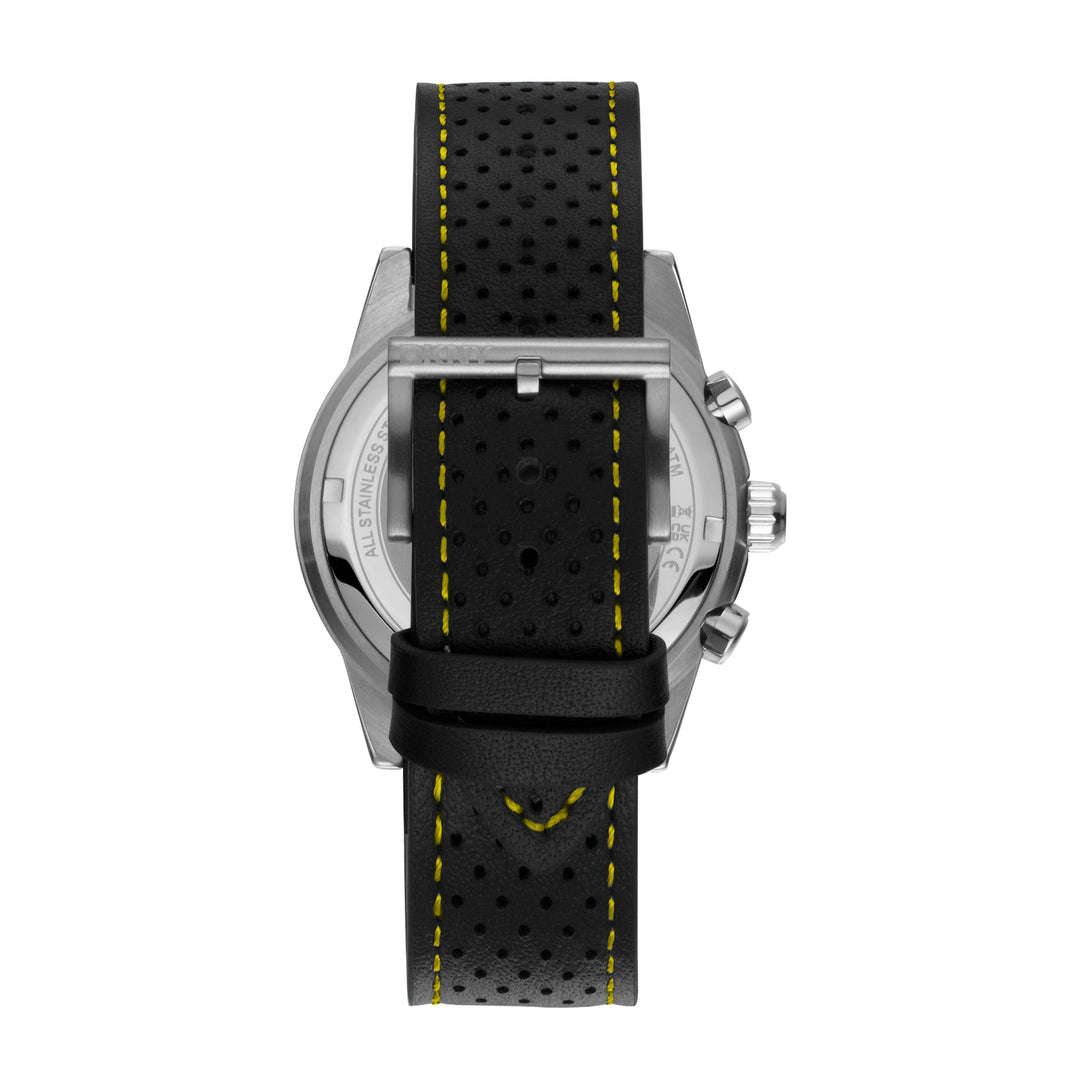 DKNY ACTIVE Men's Black Dial Leather Strap Watch