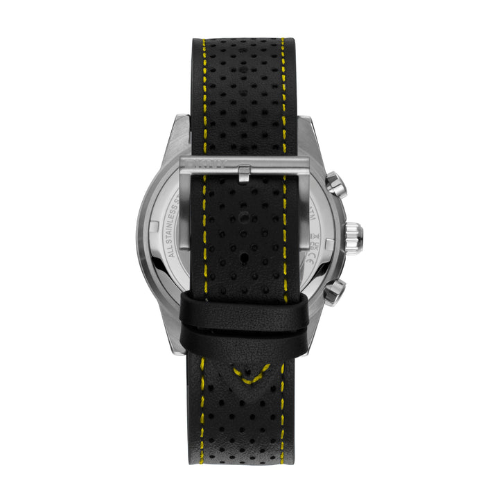 DKNY ACTIVE Men's Black Dial Leather Strap Watch