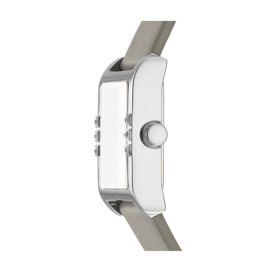 DKNY LOGO Women's Silver Dial Leather Strap Watch