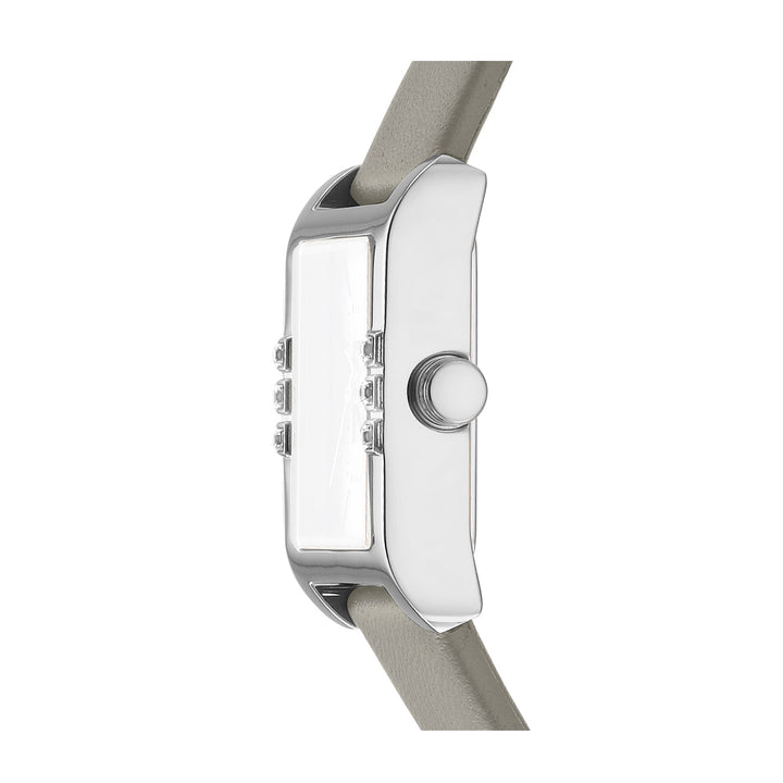 DKNY LOGO Women's Silver Dial Leather Strap Watch