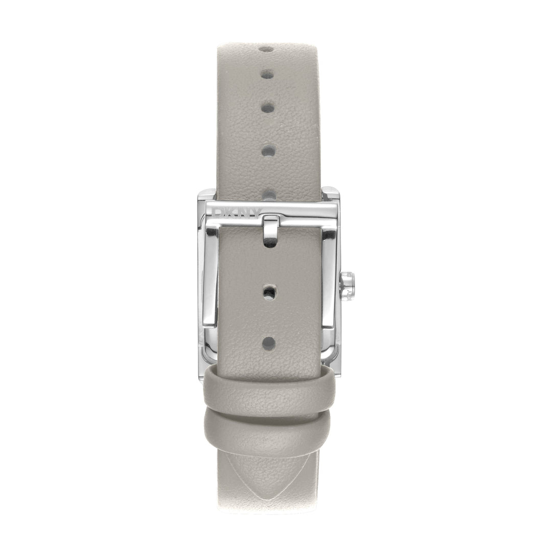 DKNY LOGO Women's Silver Dial Leather Strap Watch