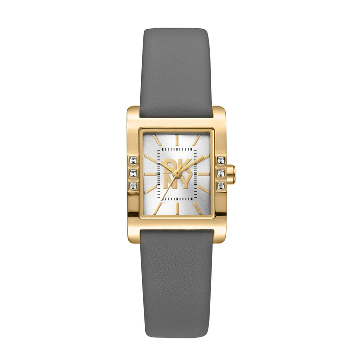 DKNY LOGO Women's Silver Dial Leather Strap Watch