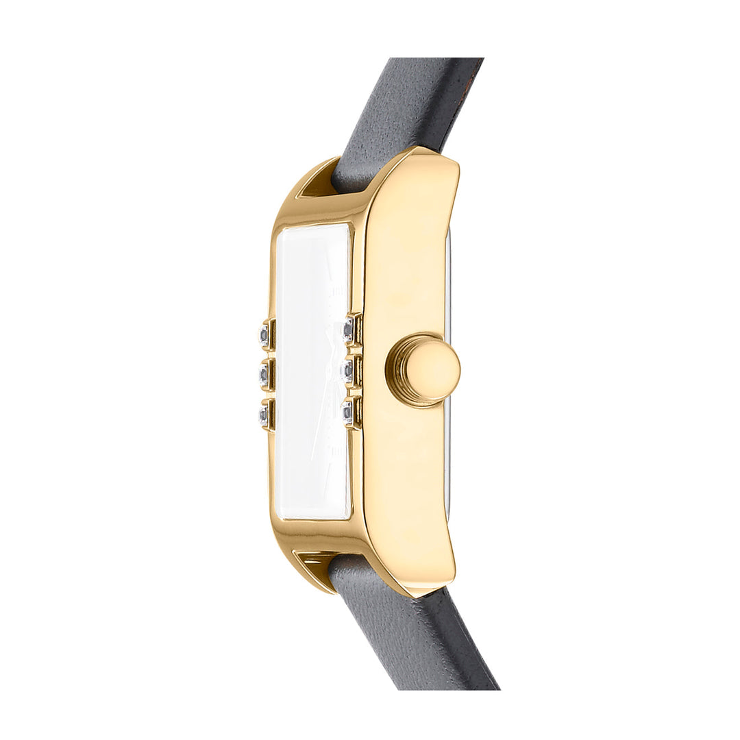 DKNY LOGO Women's Silver Dial Leather Strap Watch