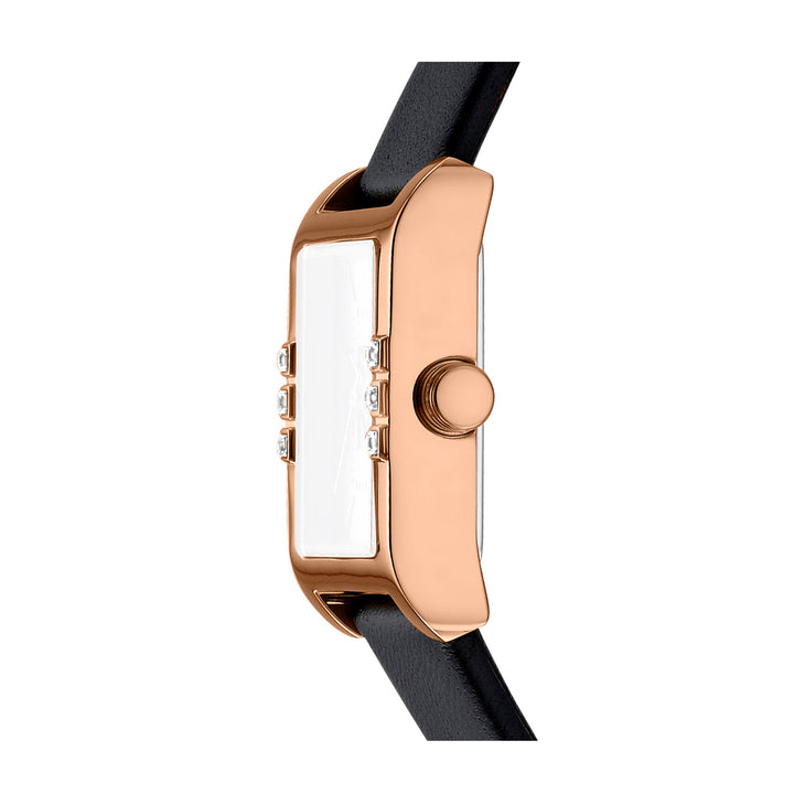 DKNY LOGO Women's Black Dial Leather Strap Watch