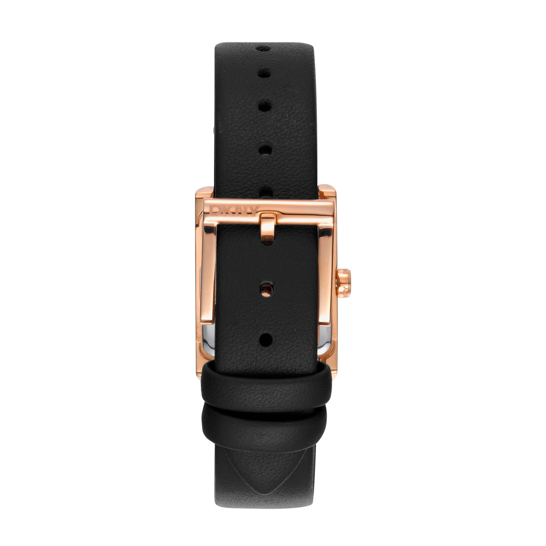 DKNY LOGO Women's Black Dial Leather Strap Watch