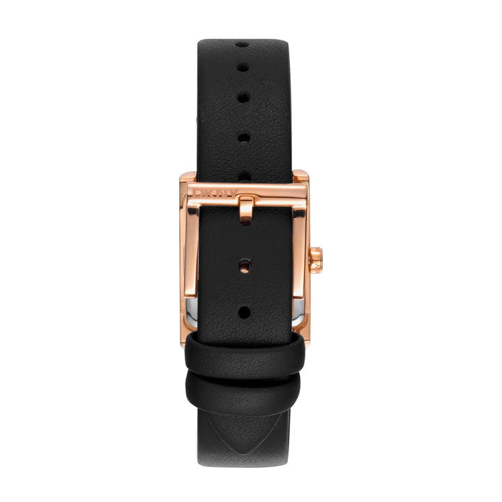 DKNY LOGO Women's Black Dial Leather Strap Watch