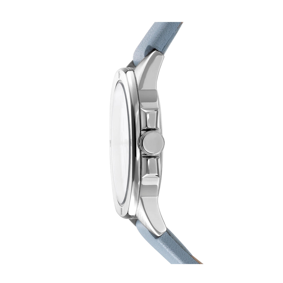 DKNY LOGO Women's Silver Dial Leather Strap Watch