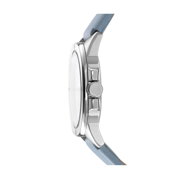 DKNY LOGO Women's Silver Dial Leather Strap Watch