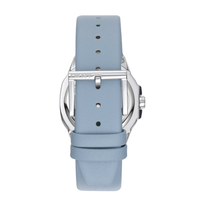 DKNY LOGO Women's Silver Dial Leather Strap Watch