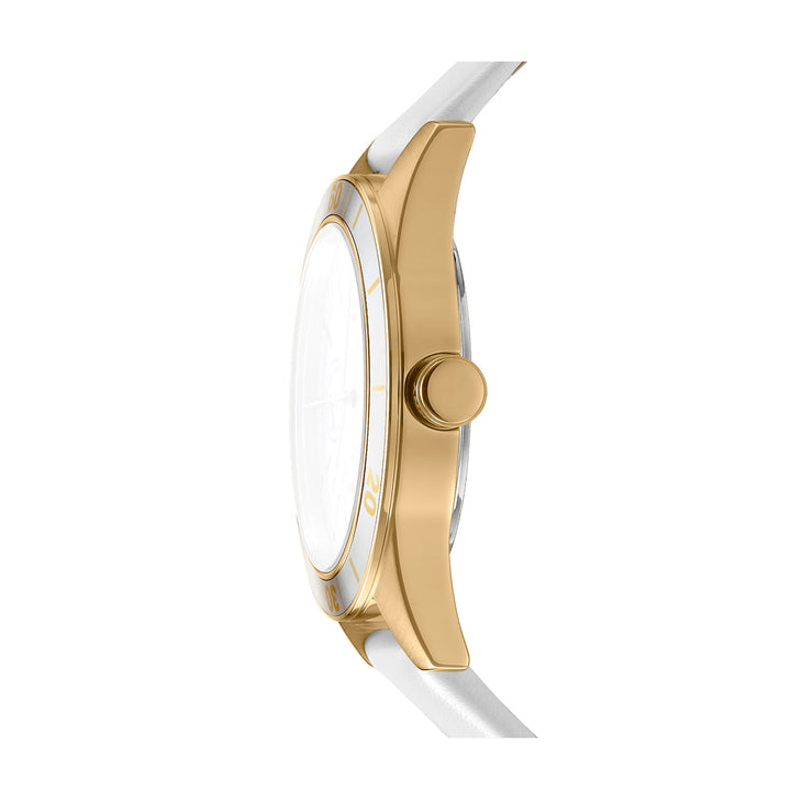 DKNY ACTIVE Women's Silver Dial Leather Strap Watch
