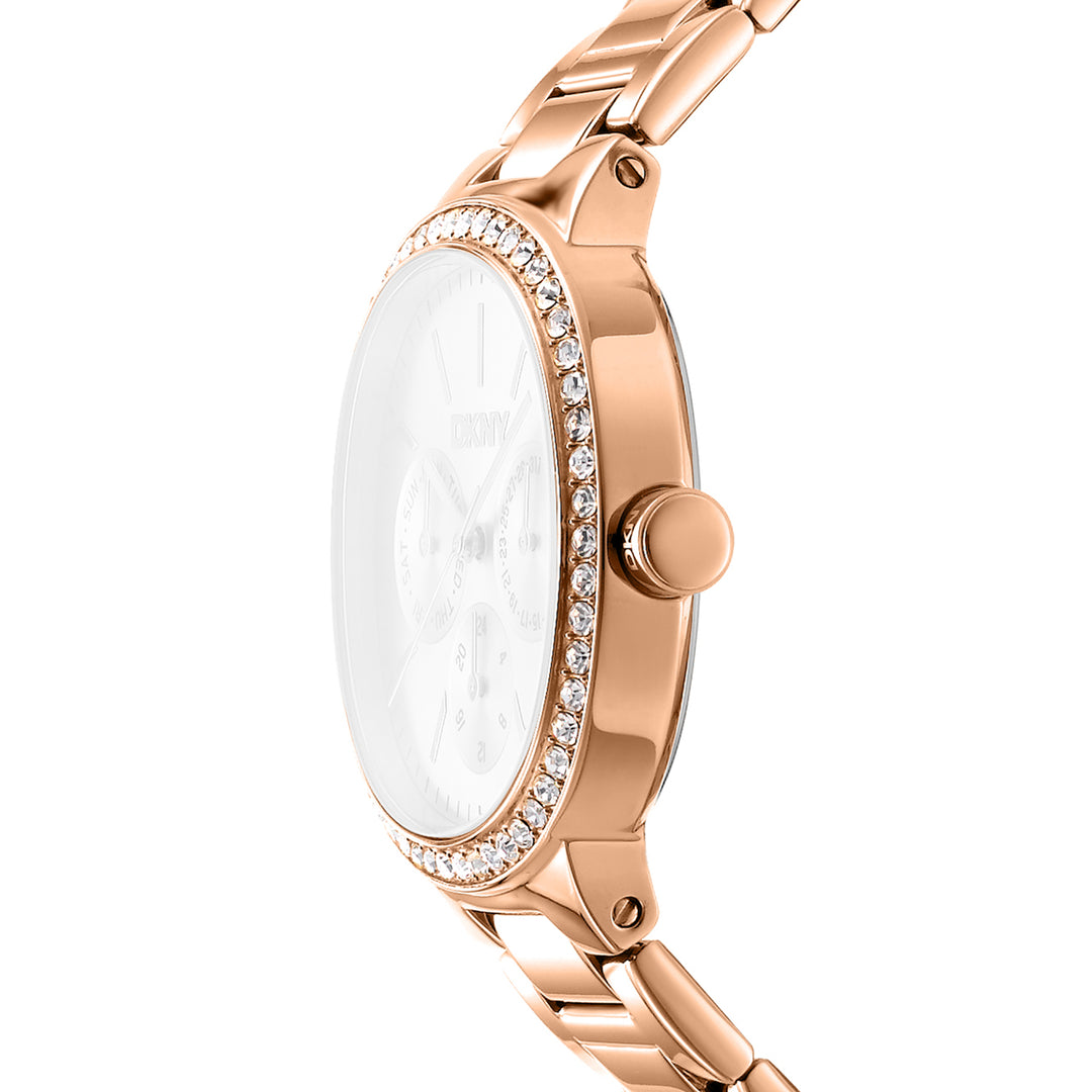 DKNY EVENING Women's Rose Gold Dial Stainless Steel Watch