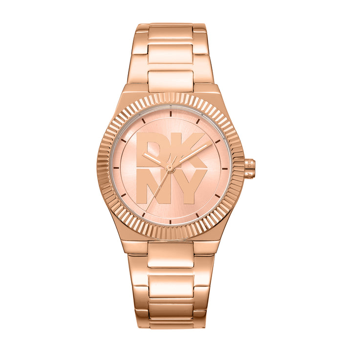 DKNY LOGO Women's Rose Gold Dial Stainless Steel Watch