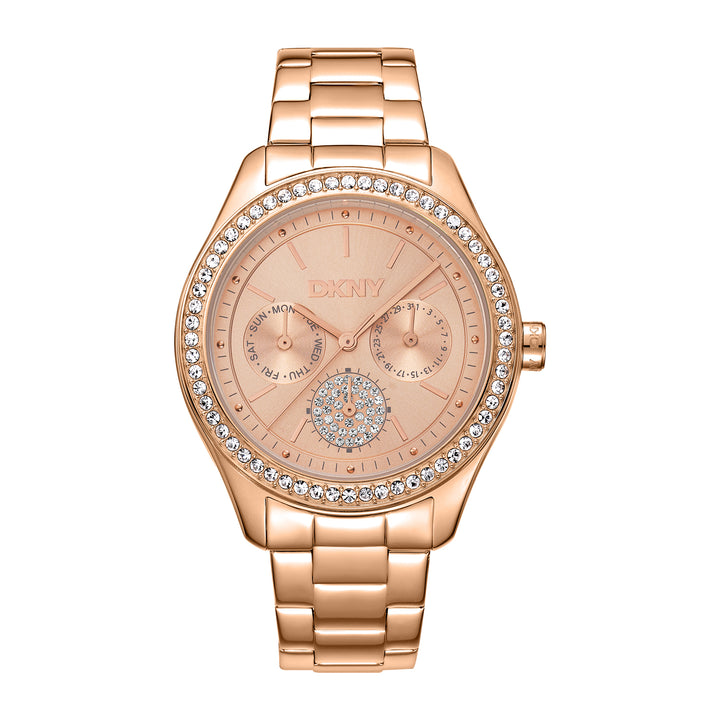 DKNY EVENING Women's Rose Gold Dial Stainless Steel Watch