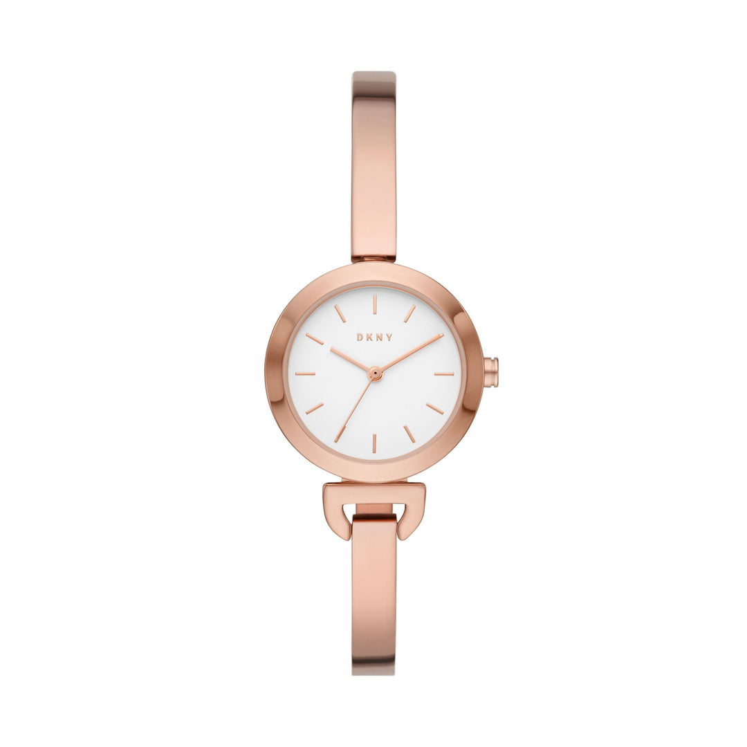 DKNY UPTOWN D THREE-HAND ROSE GOLD-TONE STAINLESS STEEL WATCH