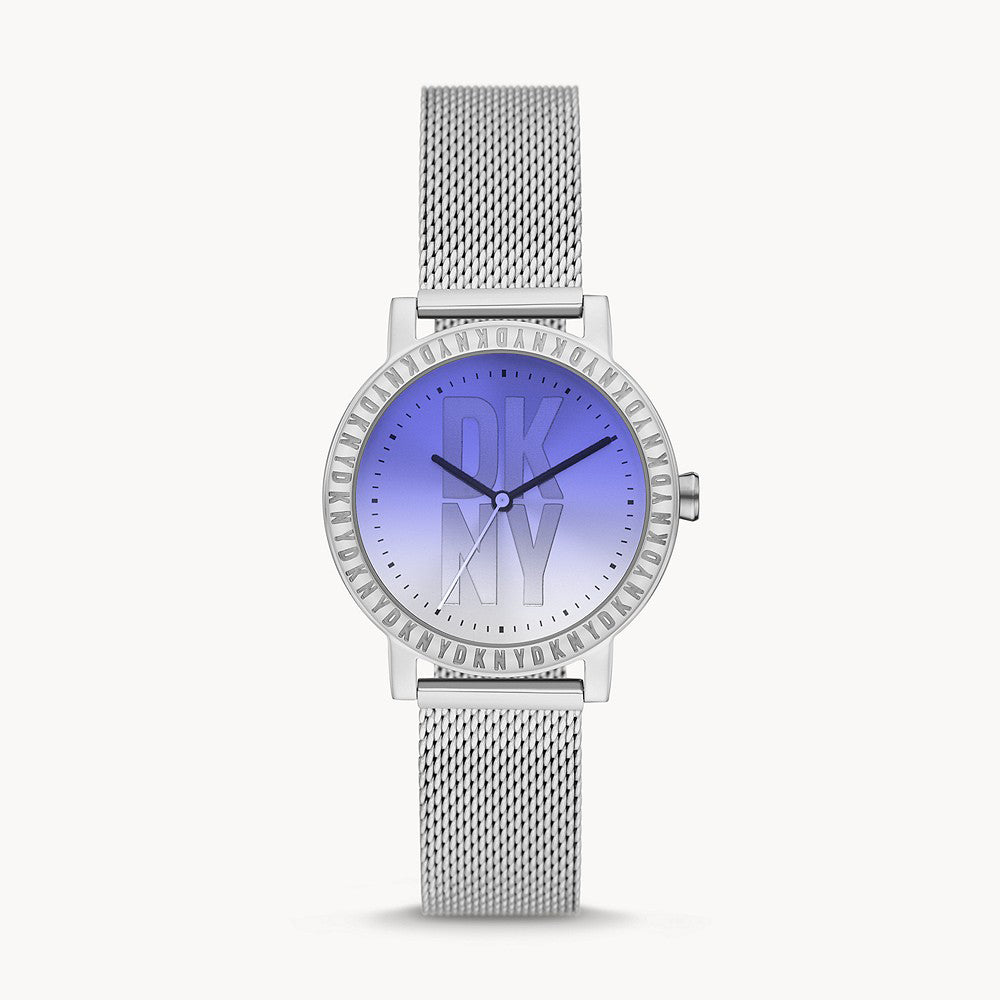 DKNY SOHO D THREE-HAND STAINLESS STEEL MESH WATCH
