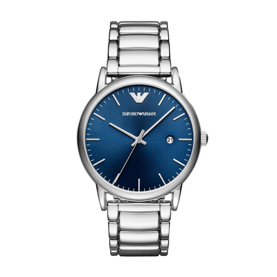 Emporio Armani Luigi Blue Sunray Dial Silver Men&