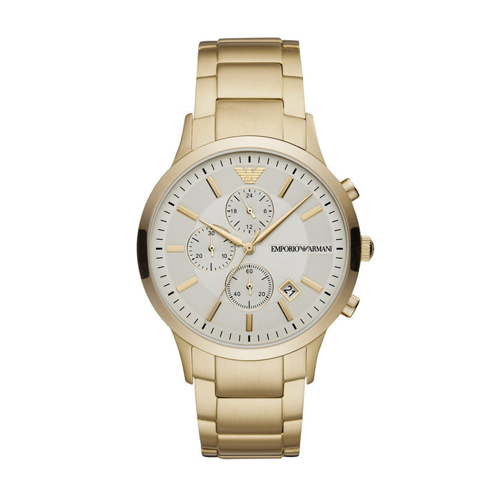 Emporio Armani Renato Chronograph White Dial Gold Men&