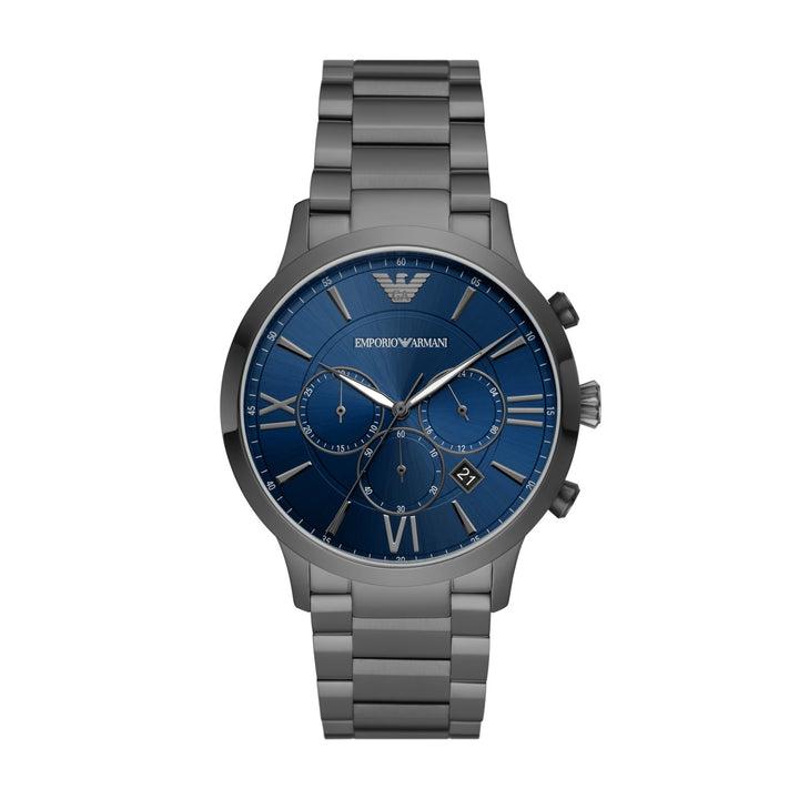 Emporio Armani Giovanni Chronograph Blue Dial Gunmetal Men&