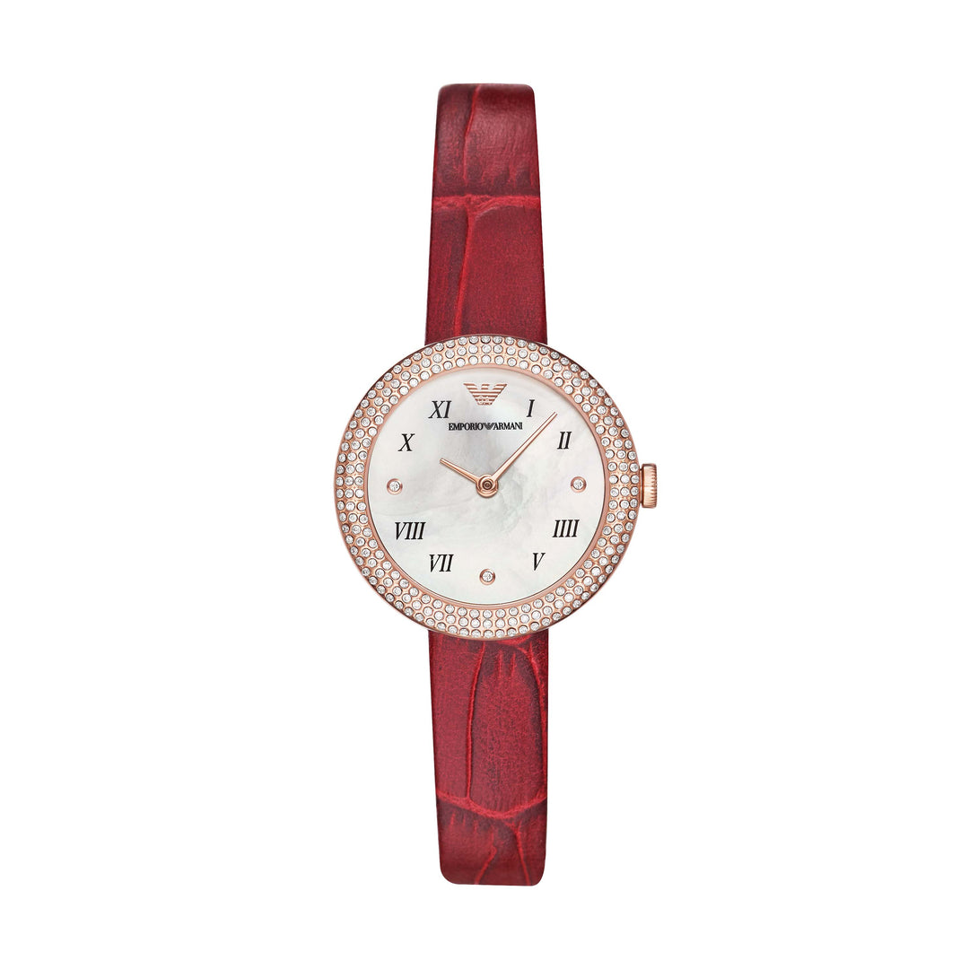 EMPORIO ARMANI MOP ANLG WATCH 0 JWL GP LEATHER STRP