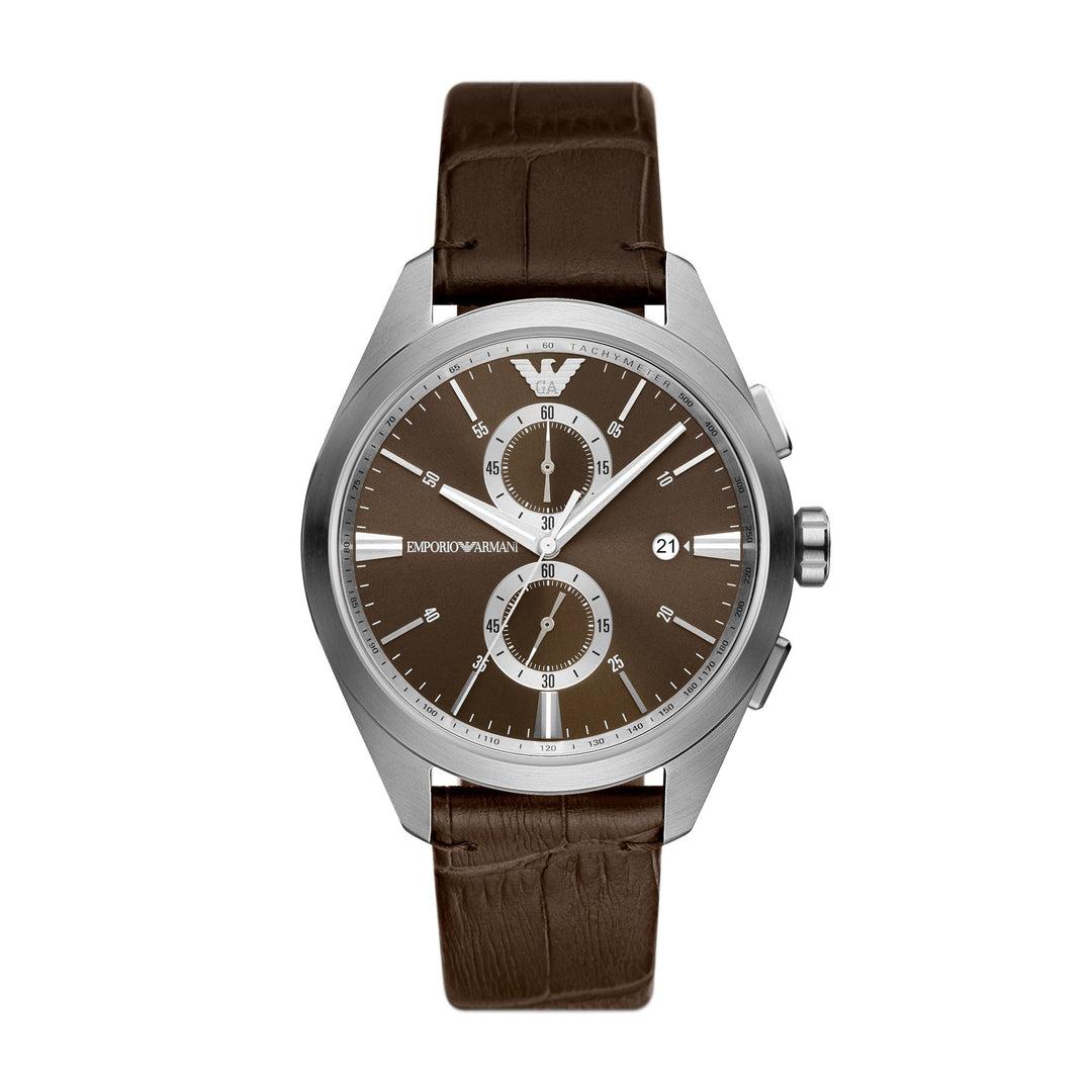 EMPORIO ARMANI CHRONOGRAPH BROWN LEATHER WATCH