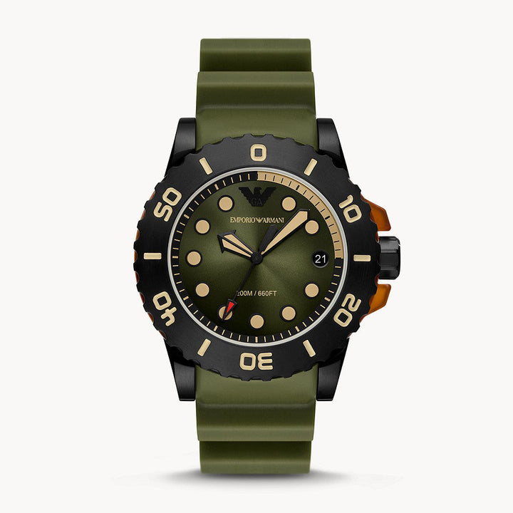EMPORIO ARMANI THREE-HAND DATE POLYURETHANE WATCH