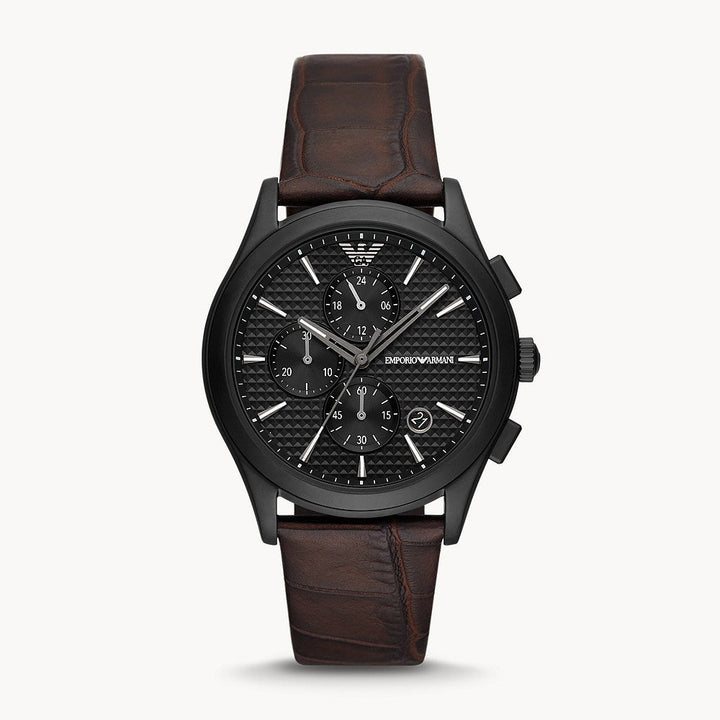 EMPORIO ARMANI CHRONOGRAPH BROWN LEATHER WATCH