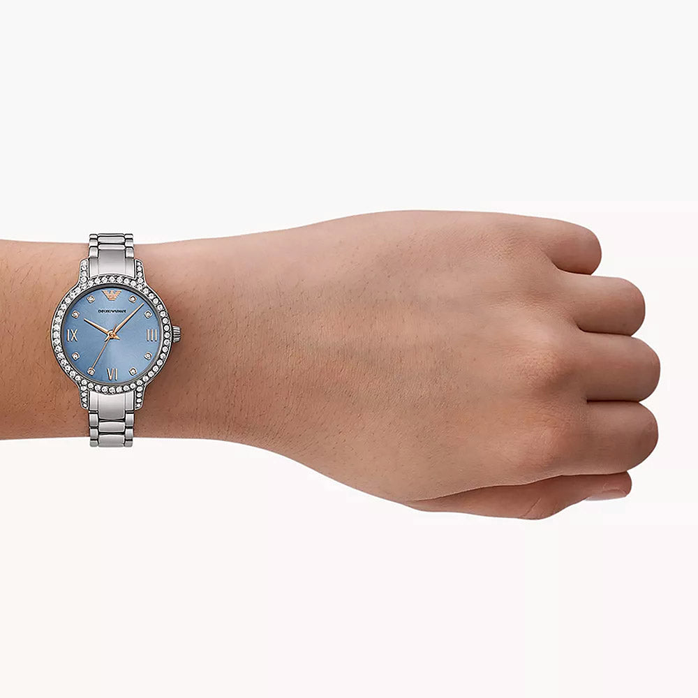 Emporio Armani Cleo Silver Stainless Steel Women&
