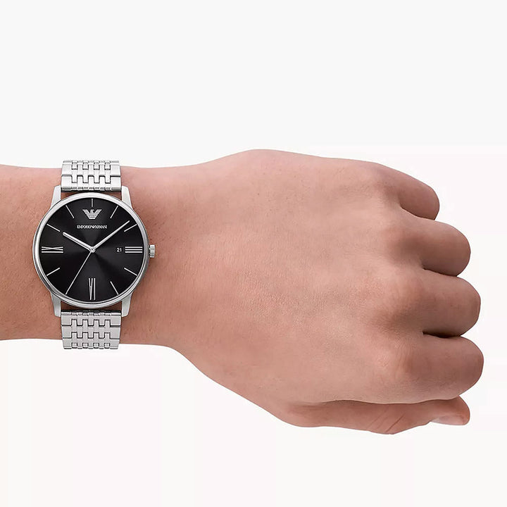 Emporio Armani Minimalist Silver Stainless Steel Men&