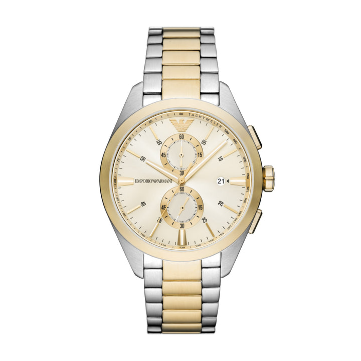 Emporio Armani Claudio Chronograph Cream Dial Two-Tone Men&