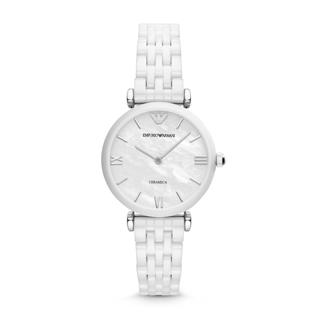 Emporio Armani Ceramica Mother of Pearl Dial White Ceramic Women&