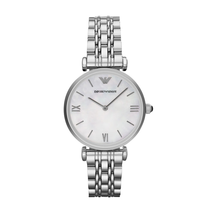 Emporio Armani Gianni T-Bar Mother of Pearl Dial Silver Women&