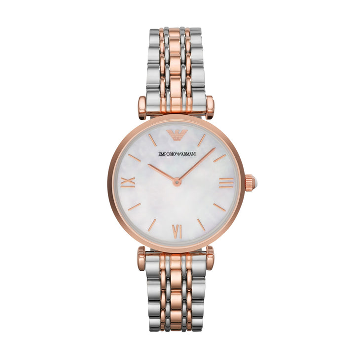 Emporio Armani Gianni T-Bar Mother of Pearl Dial Rose Gold-Tone Women&