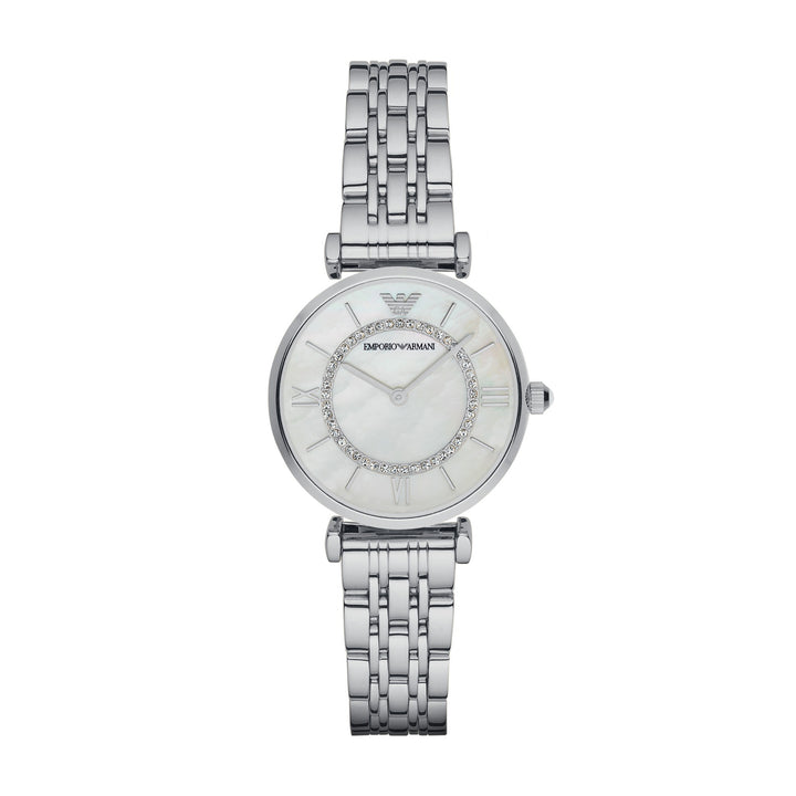 Emporio Armani Gianni T-Bar Mother of Pearl Dial Silver Women&