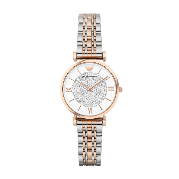 Emporio Armani Gianni T-Bar White Dial Two-Tone Women&