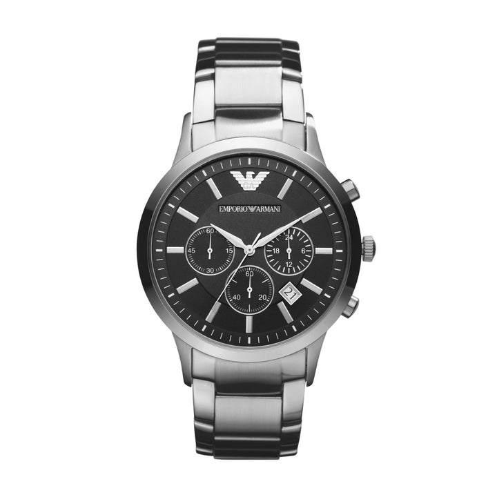 Emporio Armani Renato Chronograph Black Dial Silver Men&