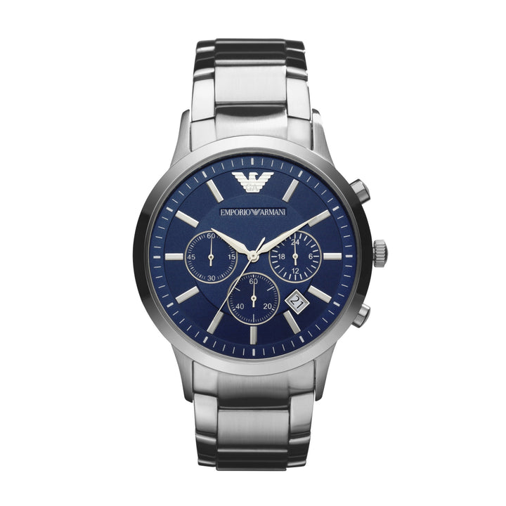 Emporio Armani Renato Chronograph Navy Blue Dial Silver Men&