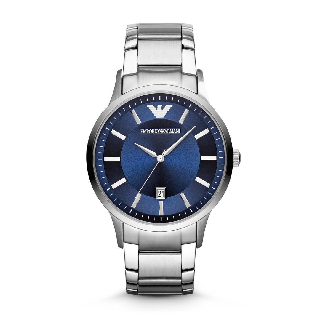 Emporio Armani Renato Blue Dial Silver Men&