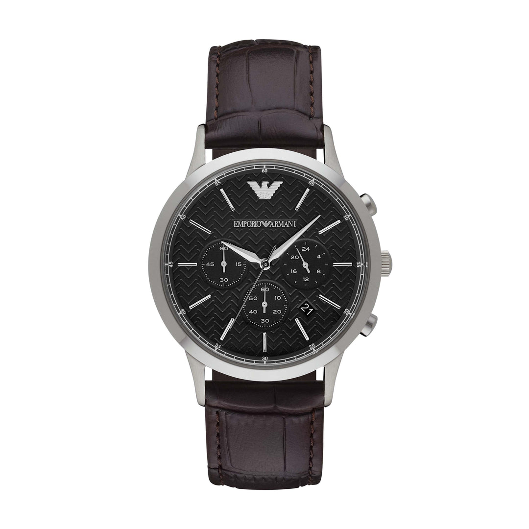 EMPORIO ARMANI ANALOG WATCH 0 JWL SS LEATHER STRAPHOL15