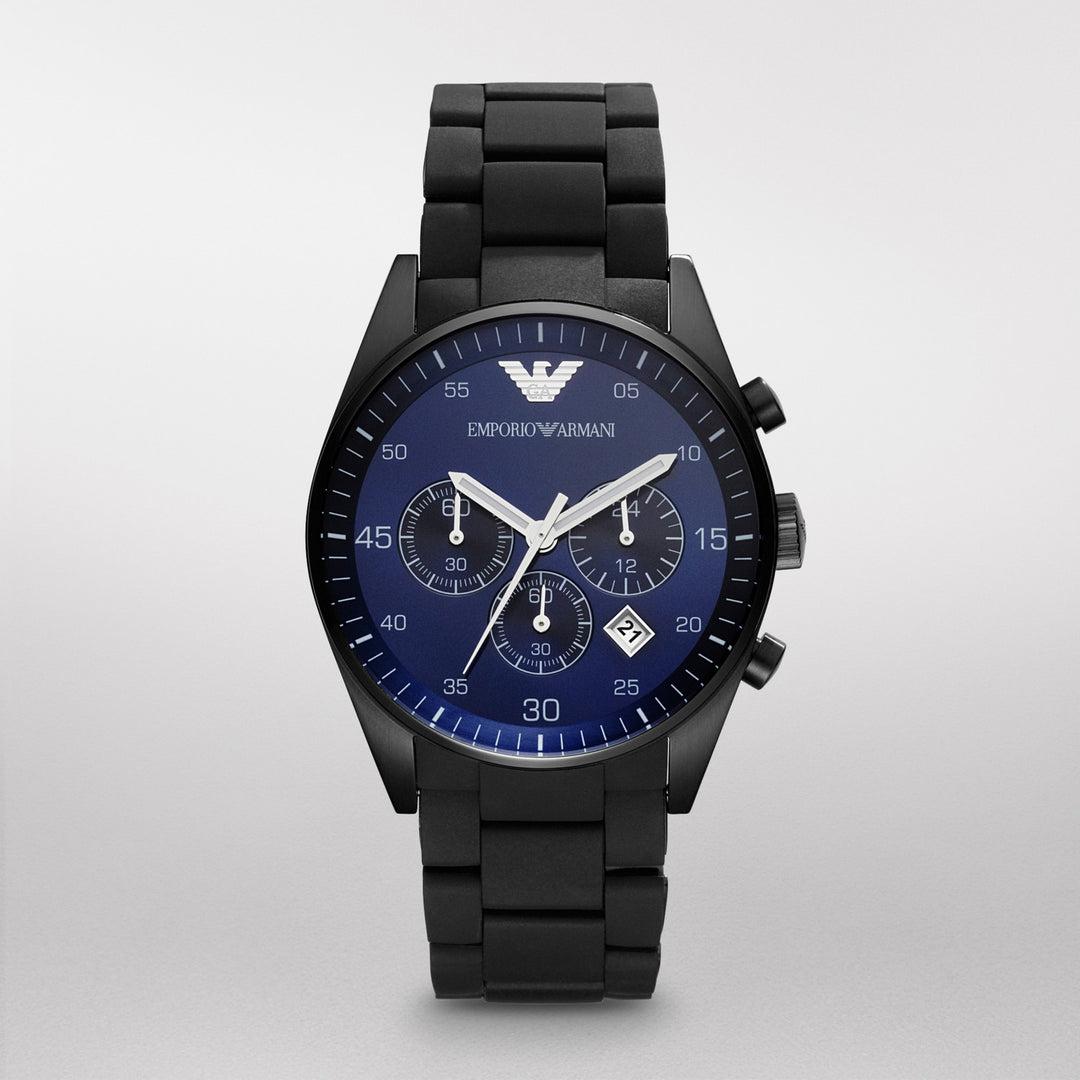 Emporio Armani Sportivo Chronograph Blue Dial Black Men&