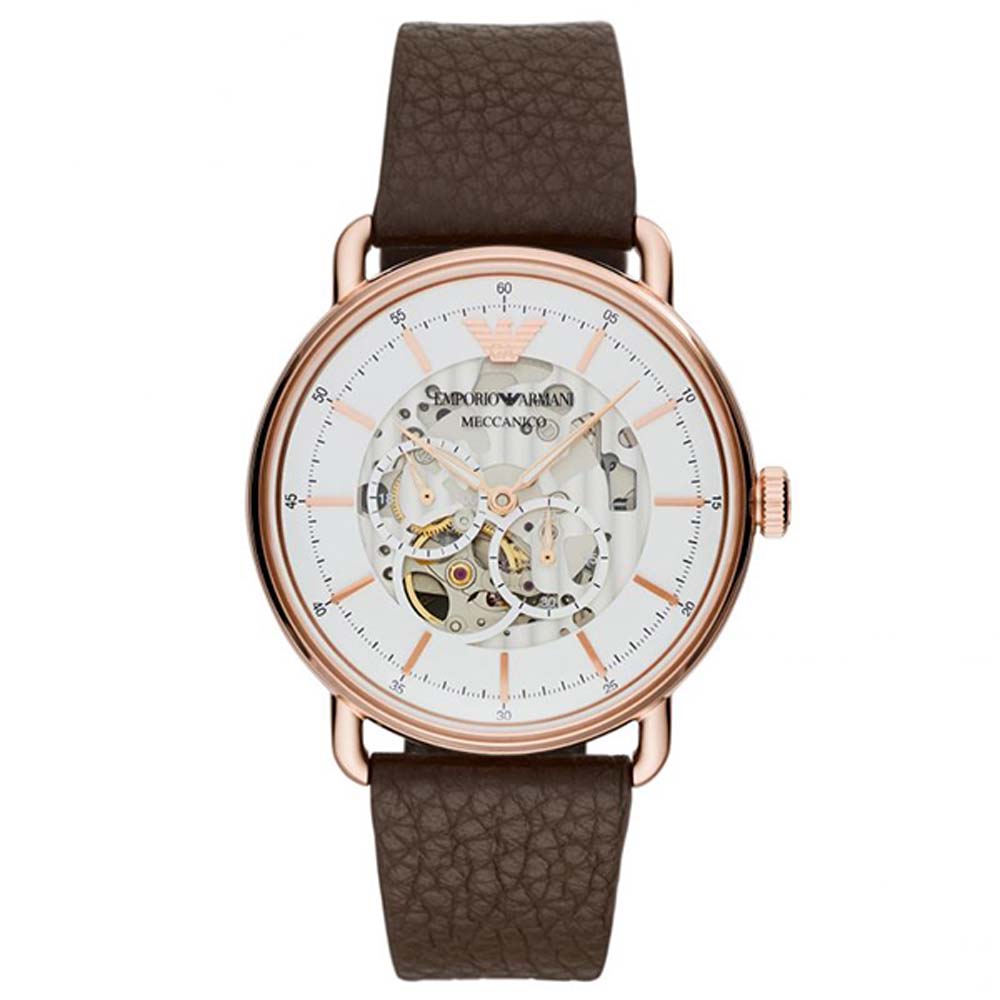 EMPORIO ARMANI AUTOM WATCH 21 JWL GP LEATHER STRAP