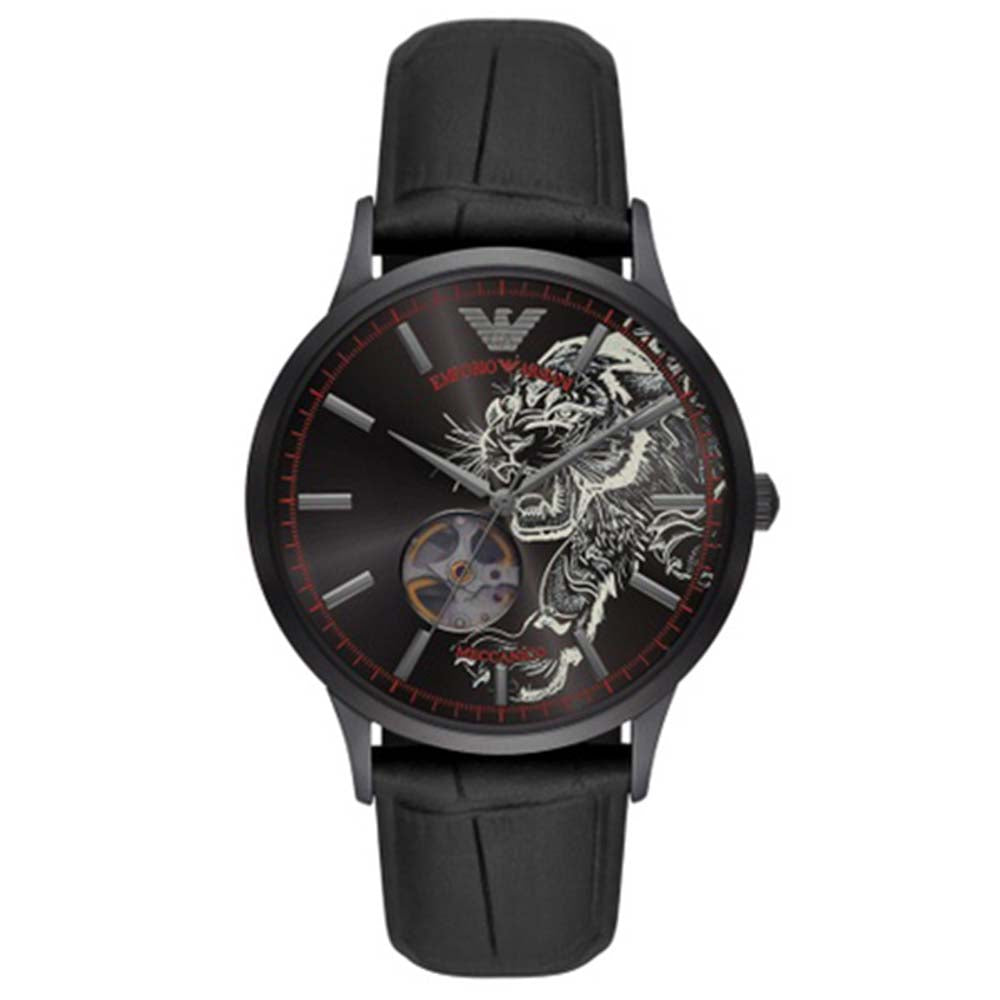 EMPORIO ARMANI AUTOMATIC WATCH 21 JWL SS LEATHER STRAP
