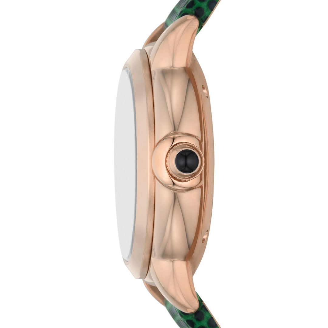 EMPORIO ARMANI AUTOMATIC GREEN LEATHER WATCH