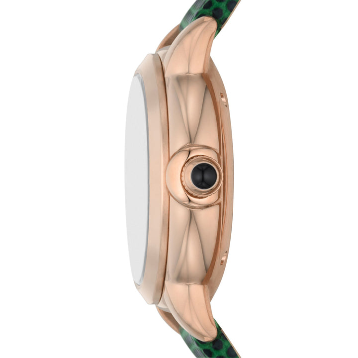 EMPORIO ARMANI AUTOMATIC GREEN LEATHER WATCH