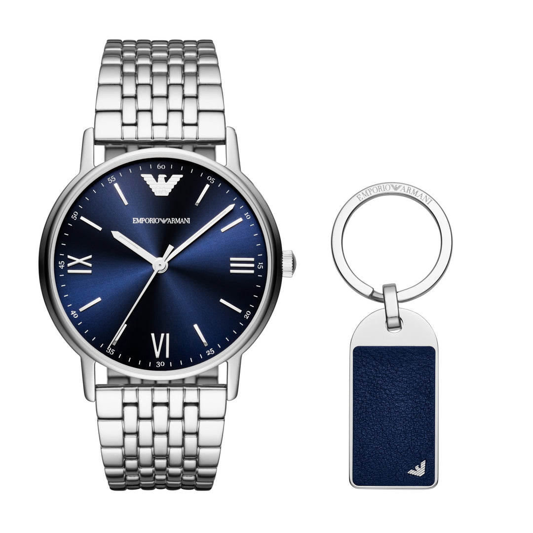 Emporio Armani Kappa Navy Blue Dial Silver Men&